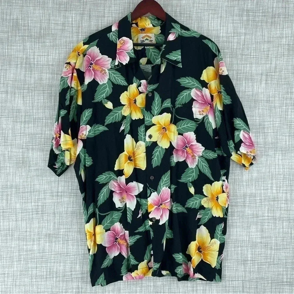 Vintage Pineapple Juice Hawaiian Shirt Mens XL Short sleeve button down 2600